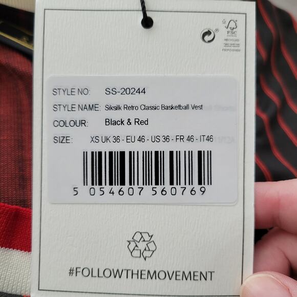 SikSilk Retro Classic Basketball Vest tank Size XS - Picture 7 of 14